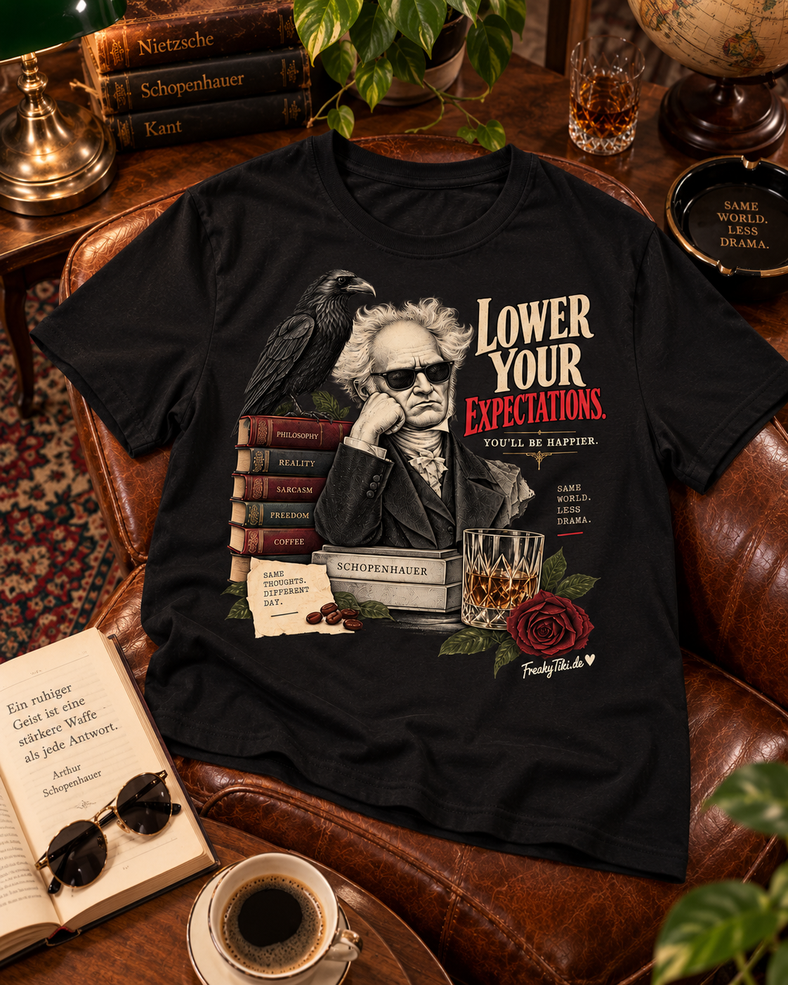 Schopenhauer – Lower Your Expectations T-Shirt schwarz Lifestyle Bild 2
