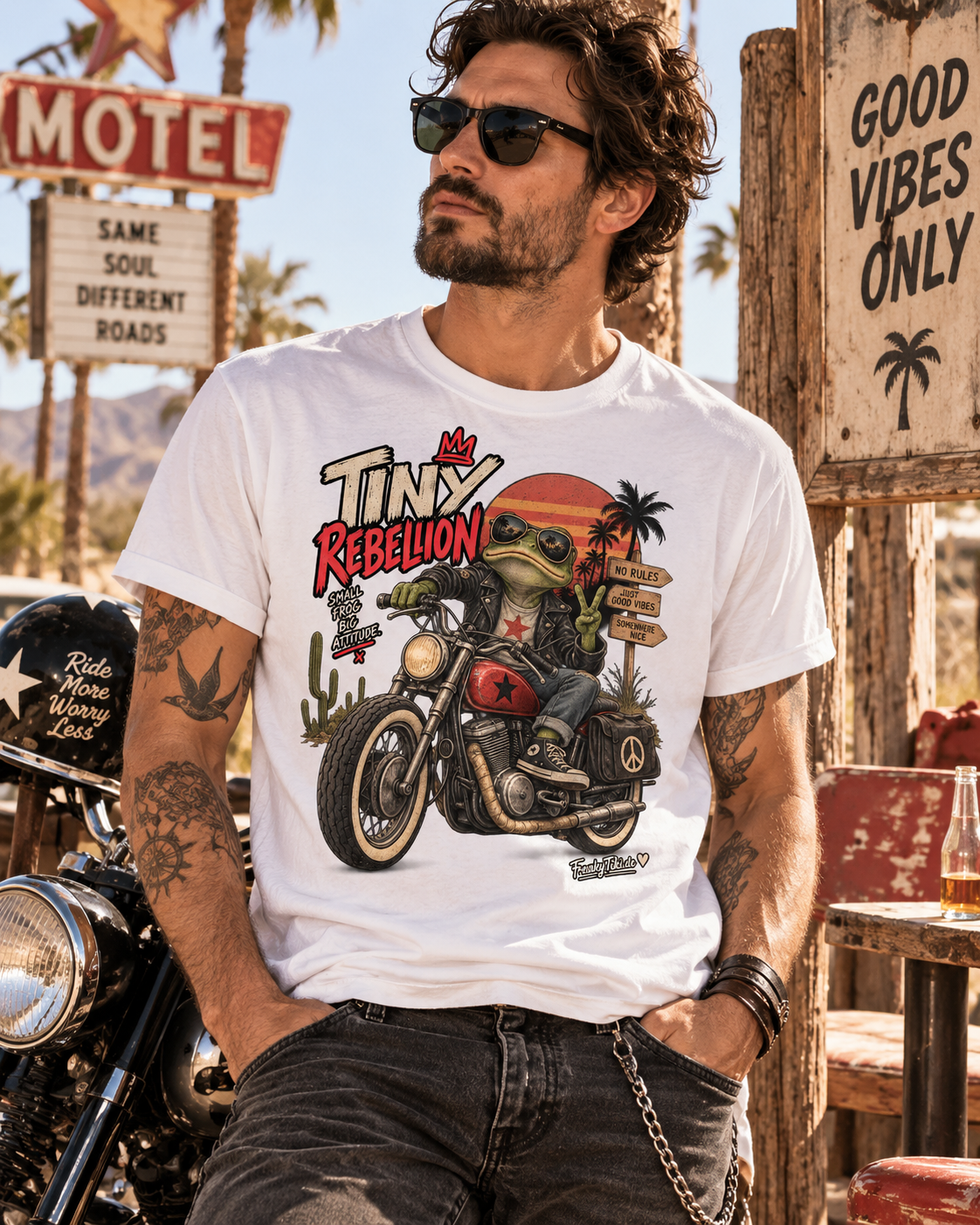Tiny Rebellion – Small Frog, Big Attitude T-Shirt weiß Lifestyle