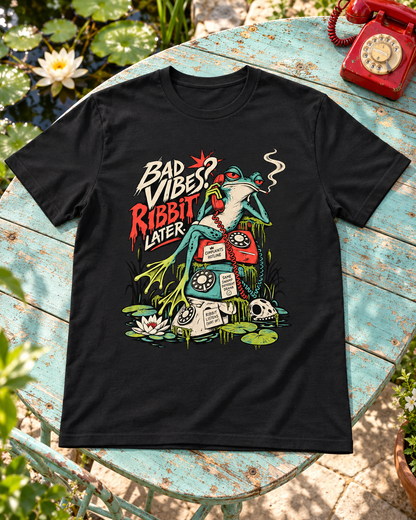 Frosch Statement T-Shirt Bad Vibes Rabbit Later in weiterer Produktansicht