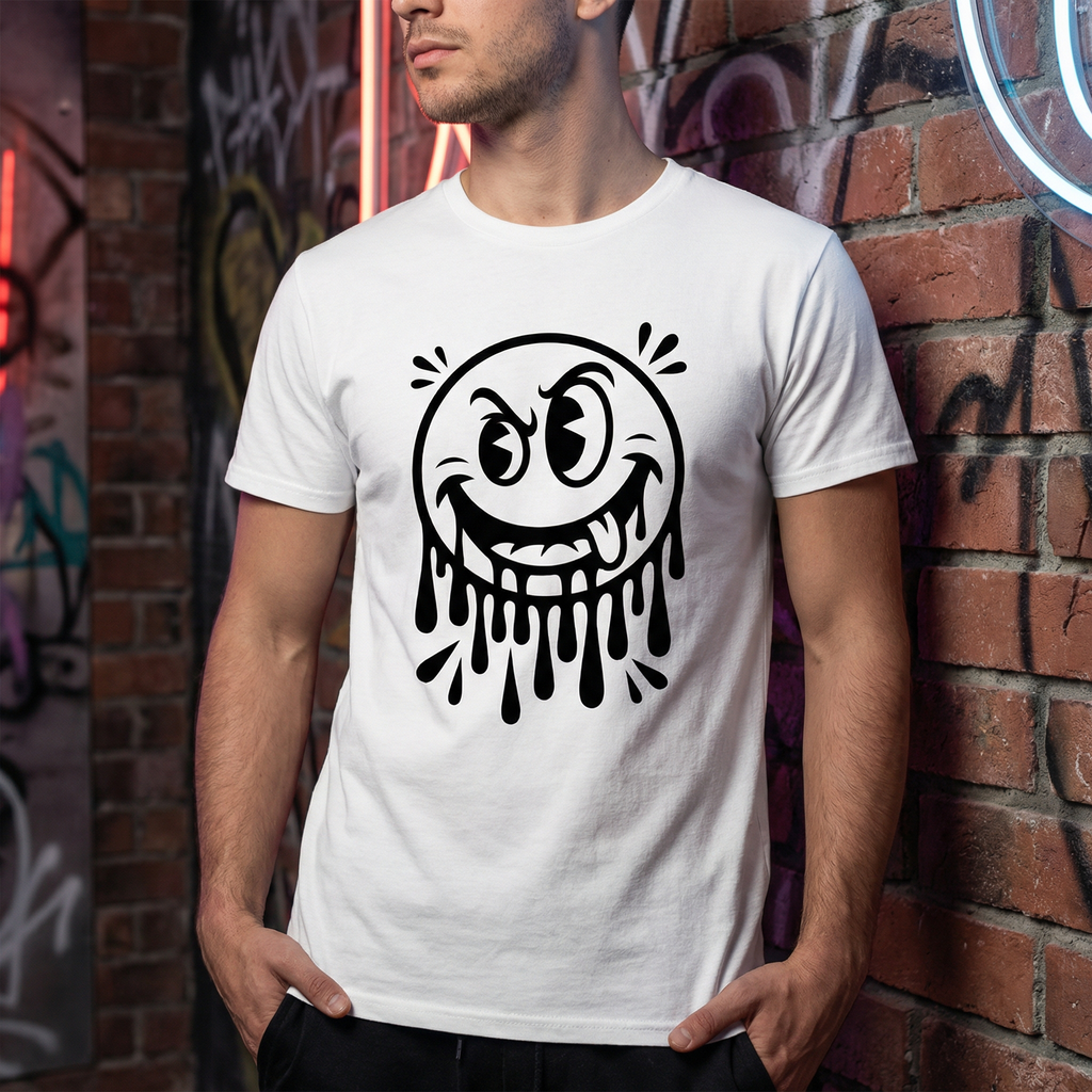 Smile – Frech grinsender Smiley für schlechte Tage, gute Laune & freche Typen – T-Shirt