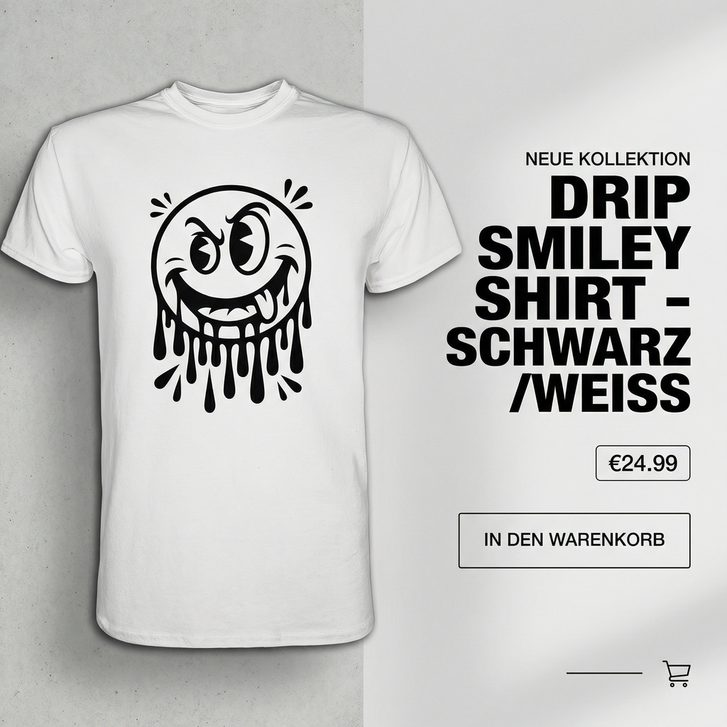 Smile – Frech grinsender Smiley für schlechte Tage, gute Laune & freche Typen – T-Shirt