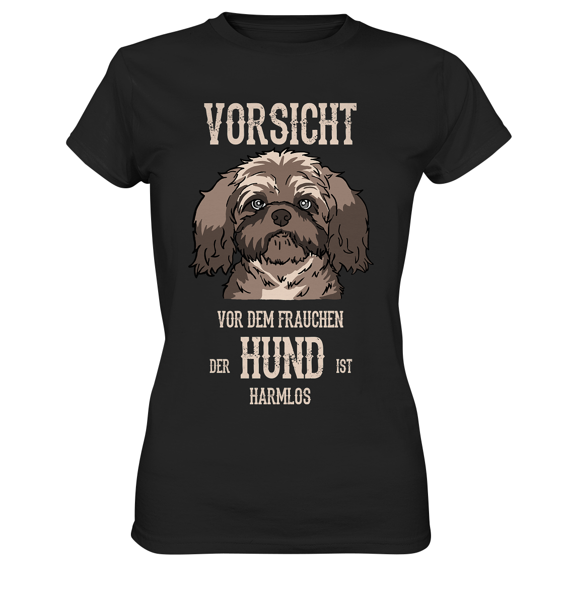 Vorsicht vor dem Frauchen.. süßer Bolonka Hund - Ladies Premium Shirt
