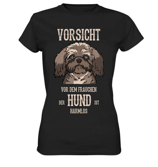 Vorsicht vor dem Frauchen.. süßer Bolonka Hund - Ladies Premium Shirt