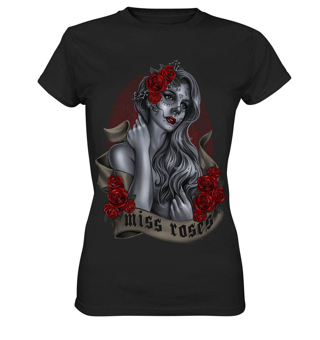 Miss Roses. Gothic Tattoo - Ladies Premium Shirt