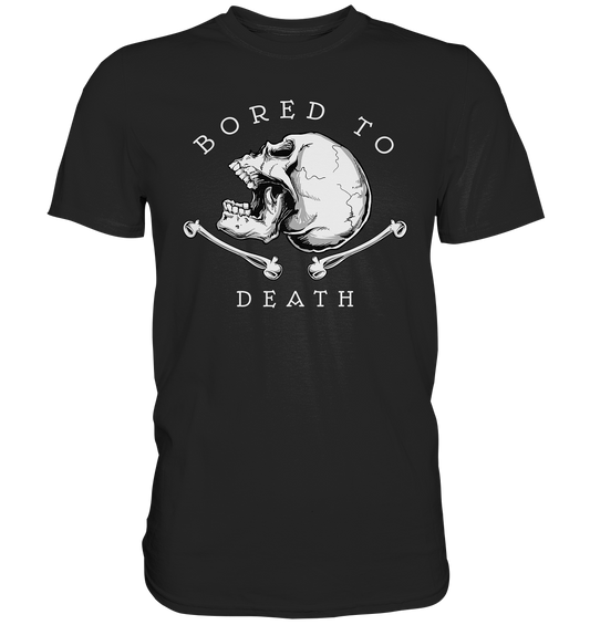 T-Shirt aus Baumwolle mit Skull-Motiv und Spruch „Bored to death“, lässiges Kurzarmshirt im Medium Fit.