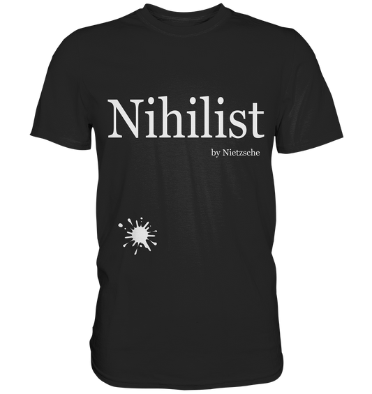T-Shirt mit Aufdruck „Nihilist by Nietzsche.“ – schwarz, minimalistisch, tiefgründig