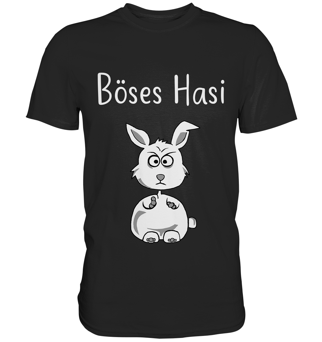 Schwarzes Shirt mit großem Schriftzug Böses Hasi
