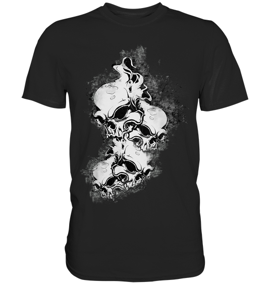 Schwarzes Shirt mit mehreren Gothic Totenköpfen im Steam Punk Style