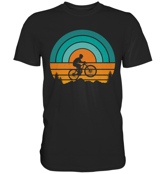 Schwarzes T-Shirt mit Mountainbike-Motiv im Retro-Stil ohne Text