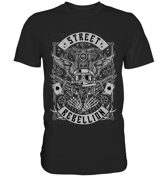 Schwarzes Shirt mit Vintage Street Rebellion Biker Motiv