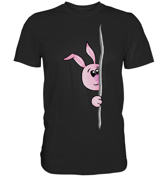 Schwarzes Shirt mit frechem rosa Guckguck Bunny
