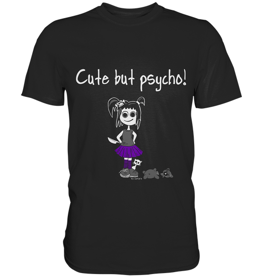 Schwartes T-Shirt mit Chute but psycho Aufschrift, Gothic Style.