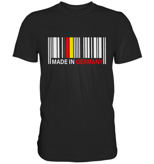 Made in Germany. Strichcode schwarz-rot-gold Heimatliebe - Premium Shirt
