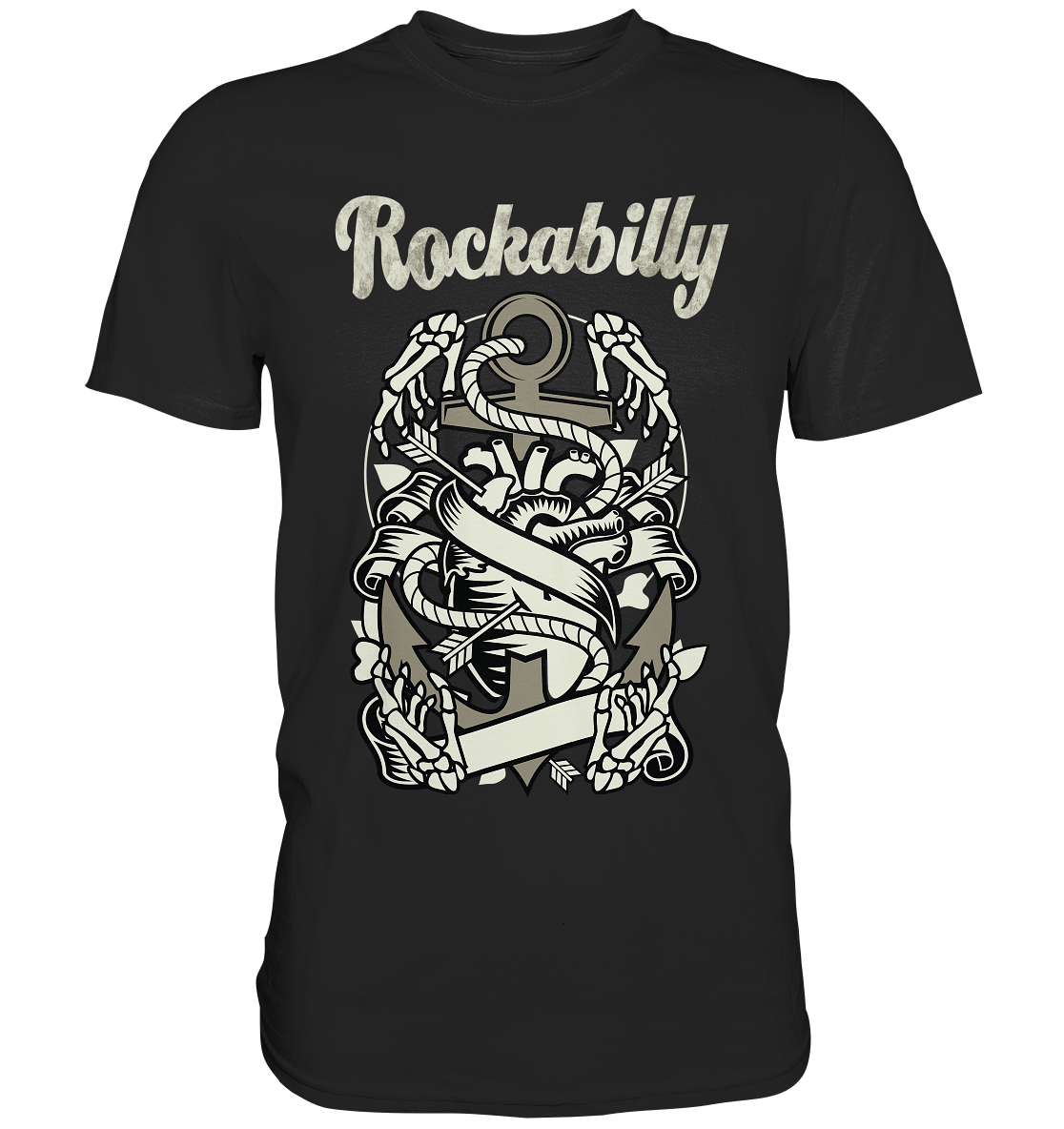 T-Shirt mit Rockabilly Sailor Tattoo Design, Retro Anker Motiv im Vintage Stil, Rockabilly Shirt.
