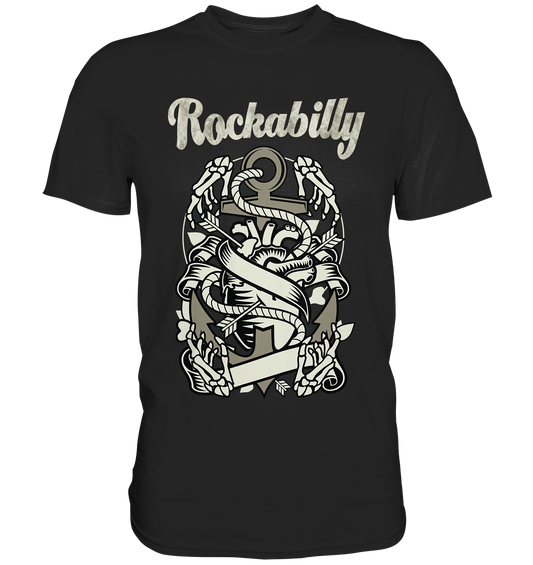 T-Shirt mit Rockabilly Sailor Tattoo Design, Retro Anker Motiv im Vintage Stil, Rockabilly Shirt.