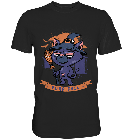 Purr Evil Katze Halloween - Unisex Premium Shirt