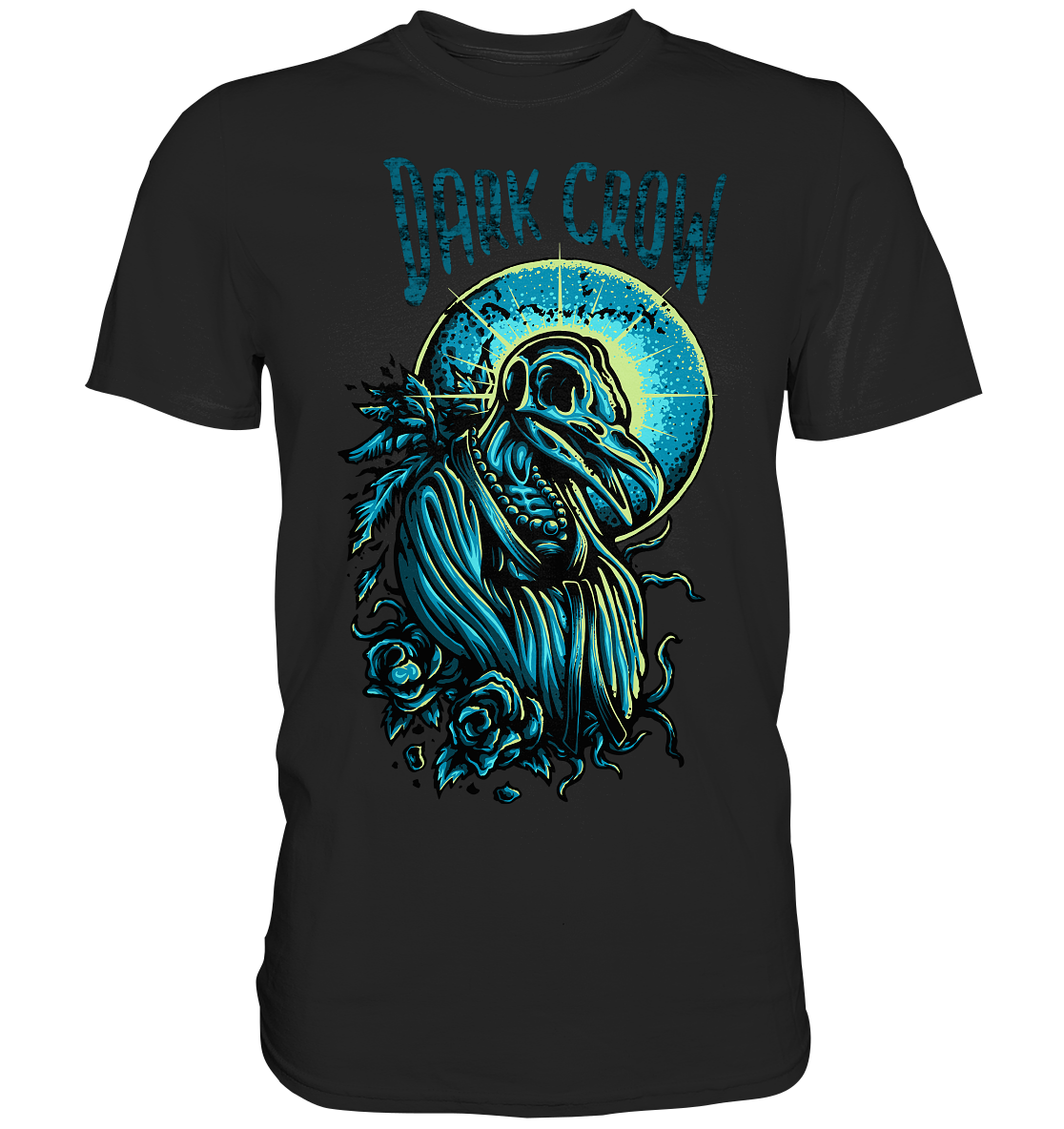 T-Shirt mit Gothic Motiv „Dark Crow“, Krähe im Mondschein, düsteres Shirt im Dark Style.