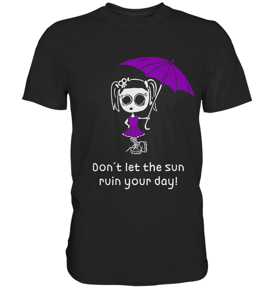 Schwarzes Shirt mit Schriftzug Don’t Let the Sun Ruin Your Day Gothic Style