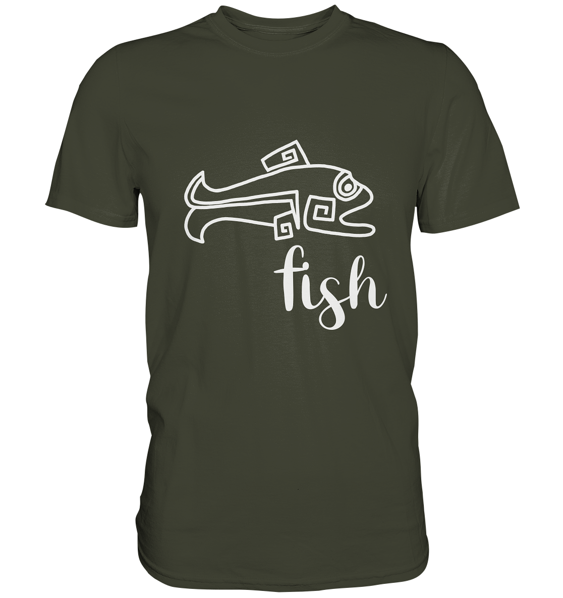 Schwarzes Shirt mit dynamischem Hechtmotiv für Angler, detailliertes Fischdesign.