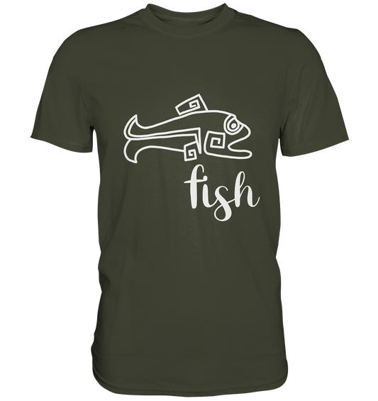 Schwarzes Shirt mit dynamischem Hechtmotiv für Angler, detailliertes Fischdesign.