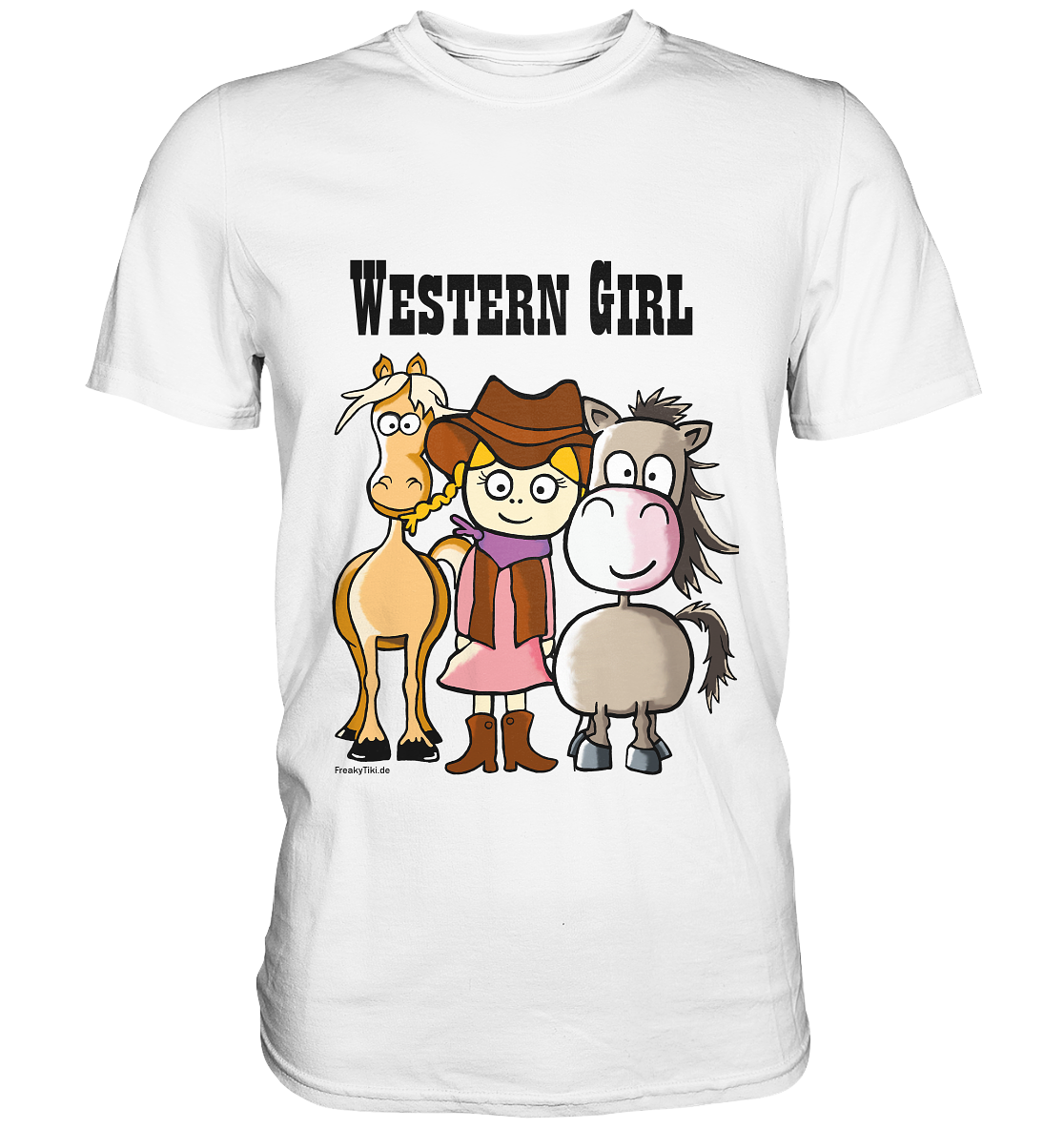 Weißes Shirt mit Western Girl und zwei Pferden Motiv