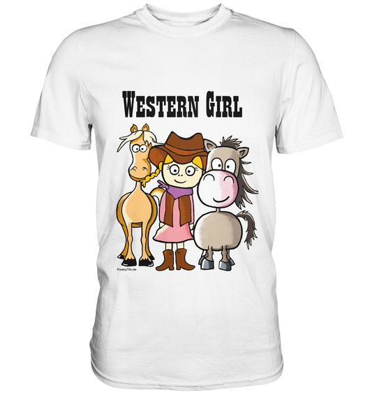 Weißes Shirt mit Western Girl und zwei Pferden Motiv