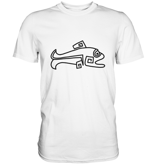 Schwarzes Shirt mit dynamischem Hechtmotiv für Angler, detailliertes Fischdesign.
