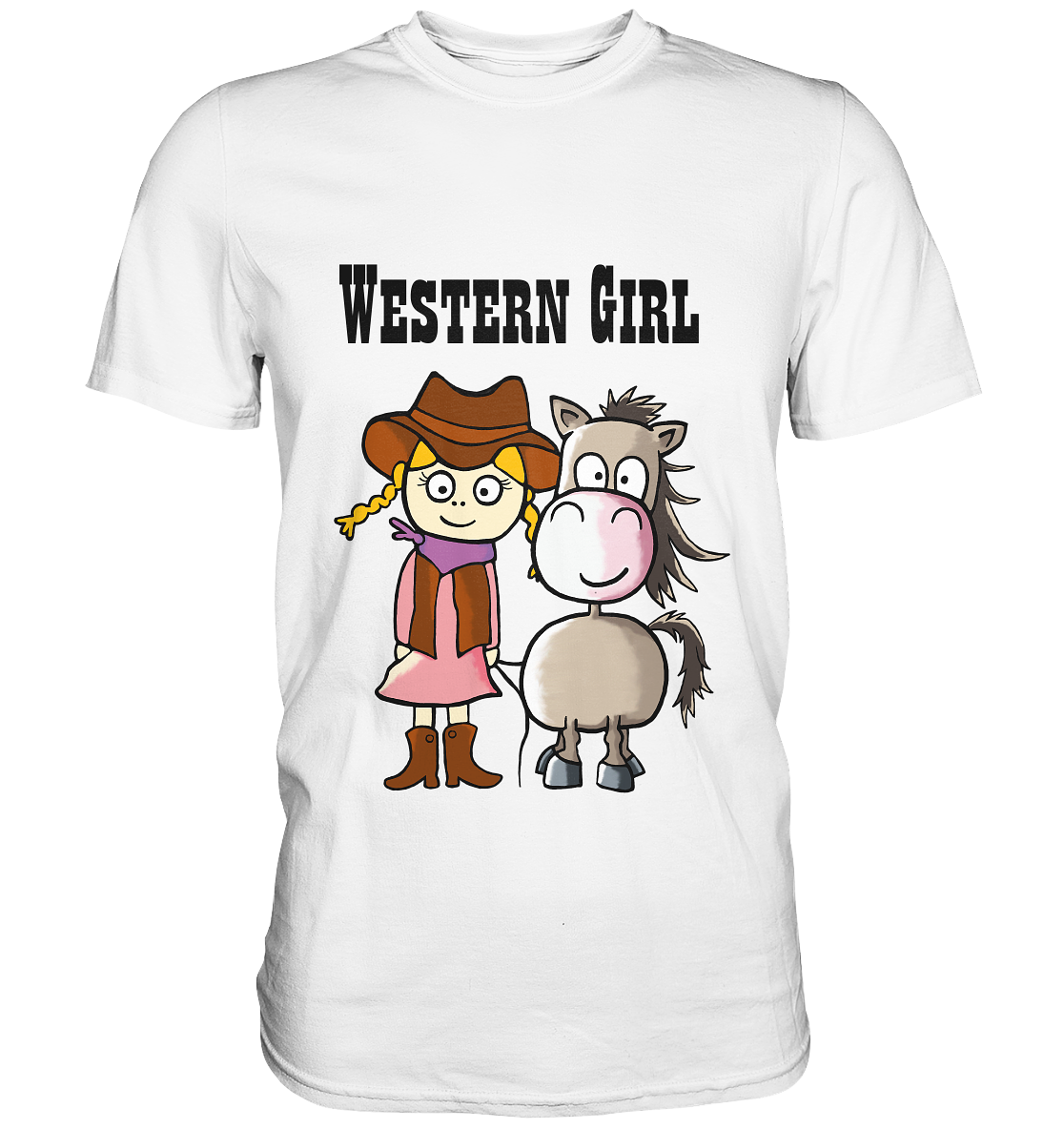 Shirt mit Western Girl, Cowboyhut und Pferd Motiv
