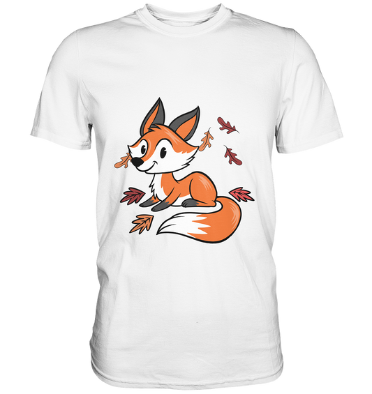 Kleiner Fuchs mit Herbstblätter - Unisex Premium Shirt