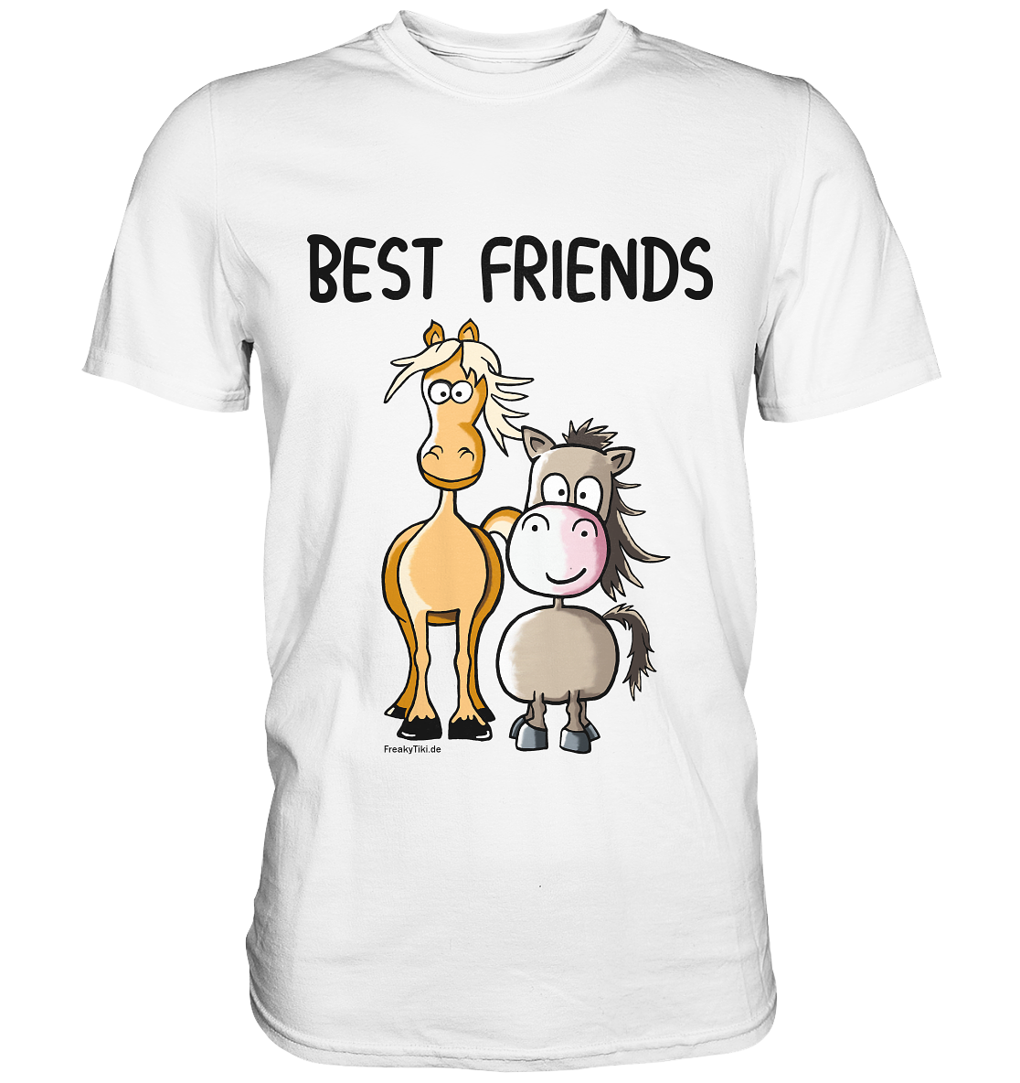 Weißes Shirt mit Westernpferd und Pony und Schriftzug Best Friends