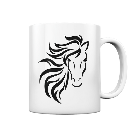 Wild Hose. Wildes Pferd. weiß-schwarz - Tasse glossy